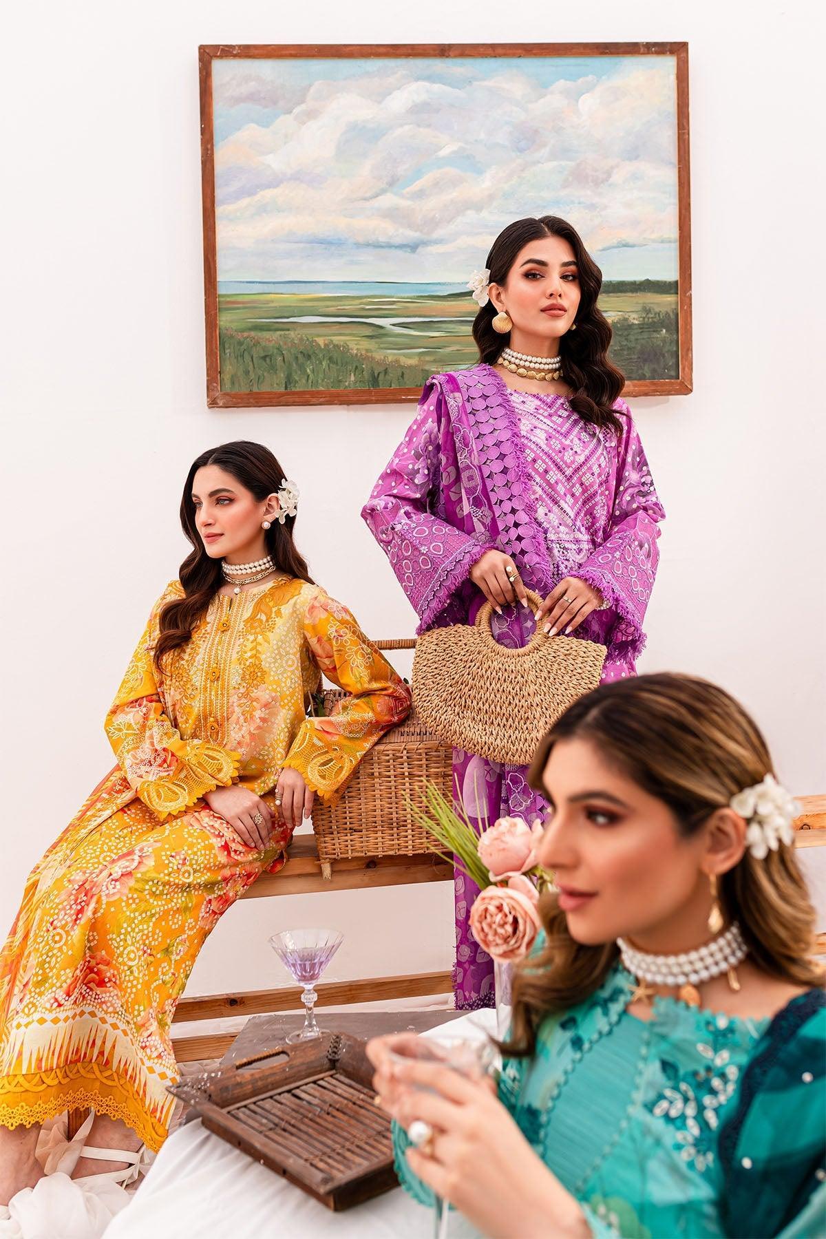 Nureh Gardenia Unstitched Embroidered Lawn (NSG-145) - Pashtun Collections