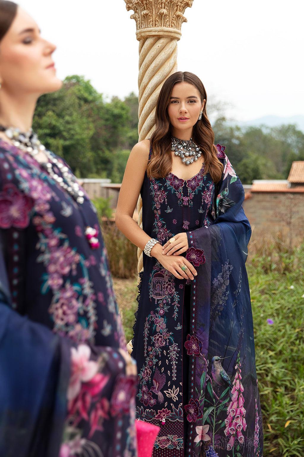 Ramsha - Andaaz Luxury Lawn Collection 2024 Vol-08 - DEEP BLUE (Z-803) - Pashtun Collections