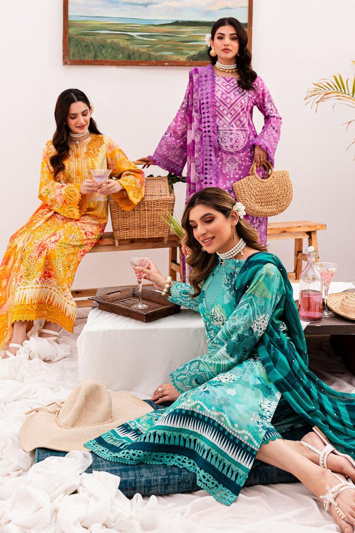 Nureh Gardenia Unstitched Embroidered Lawn (NSG-144) - Pashtun Collections