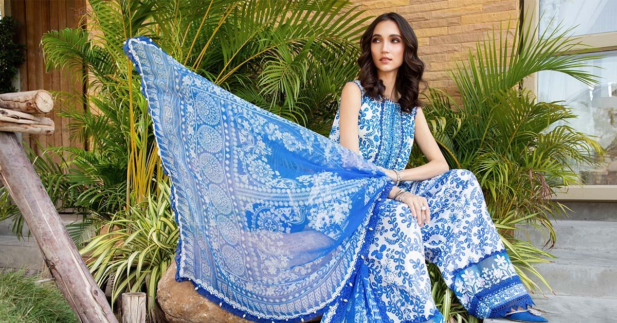 Maria.B MPrints Embroidered Lawn Unstitched 3Pc Suit - SS Collection -MPT-2504-B