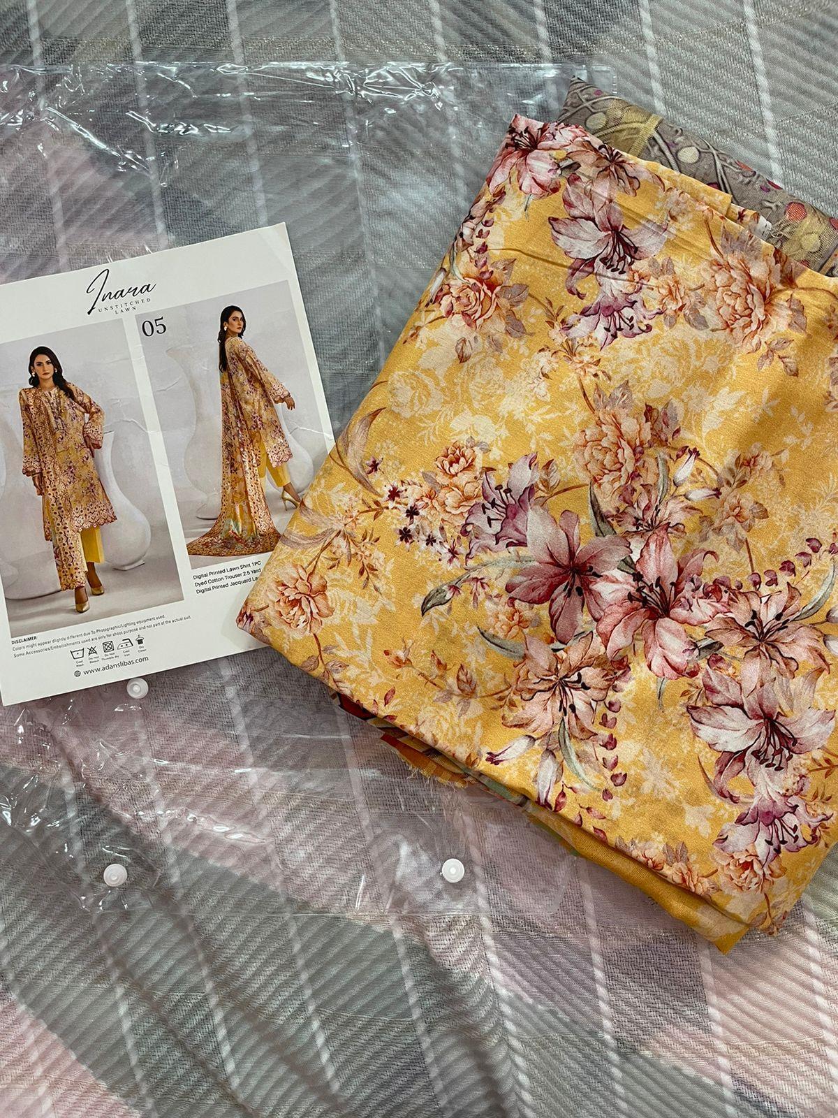 Innara Unstitched Lawn Collection by Adan's Libas (5664) - Pashtun Collections