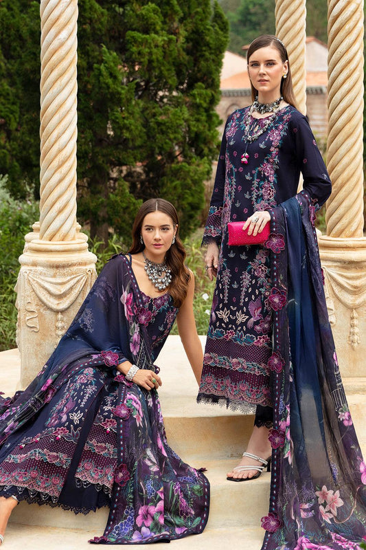 Ramsha - Andaaz Luxury Lawn Collection 2024 Vol-08 - DEEP BLUE (Z-803) - Pashtun Collections