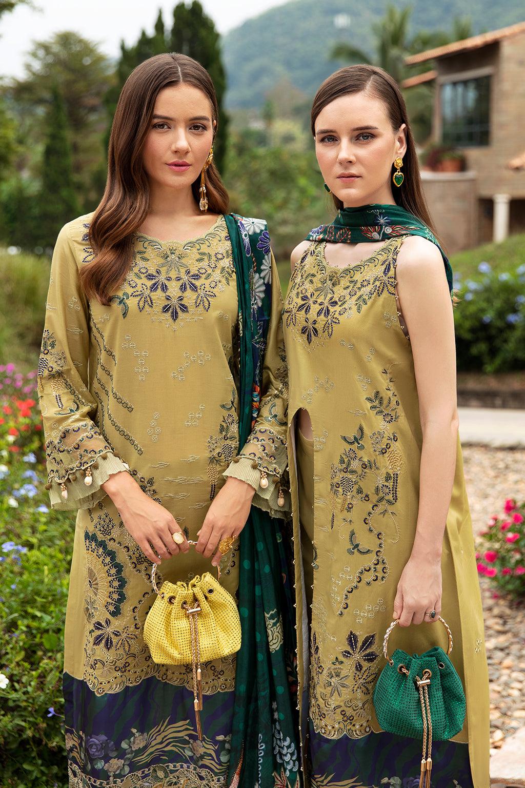 Ramsha - Andaaz Luxury Lawn Collection 2024 Vol-08 - OLIVE GREEN (Z-804) - Pashtun Collections