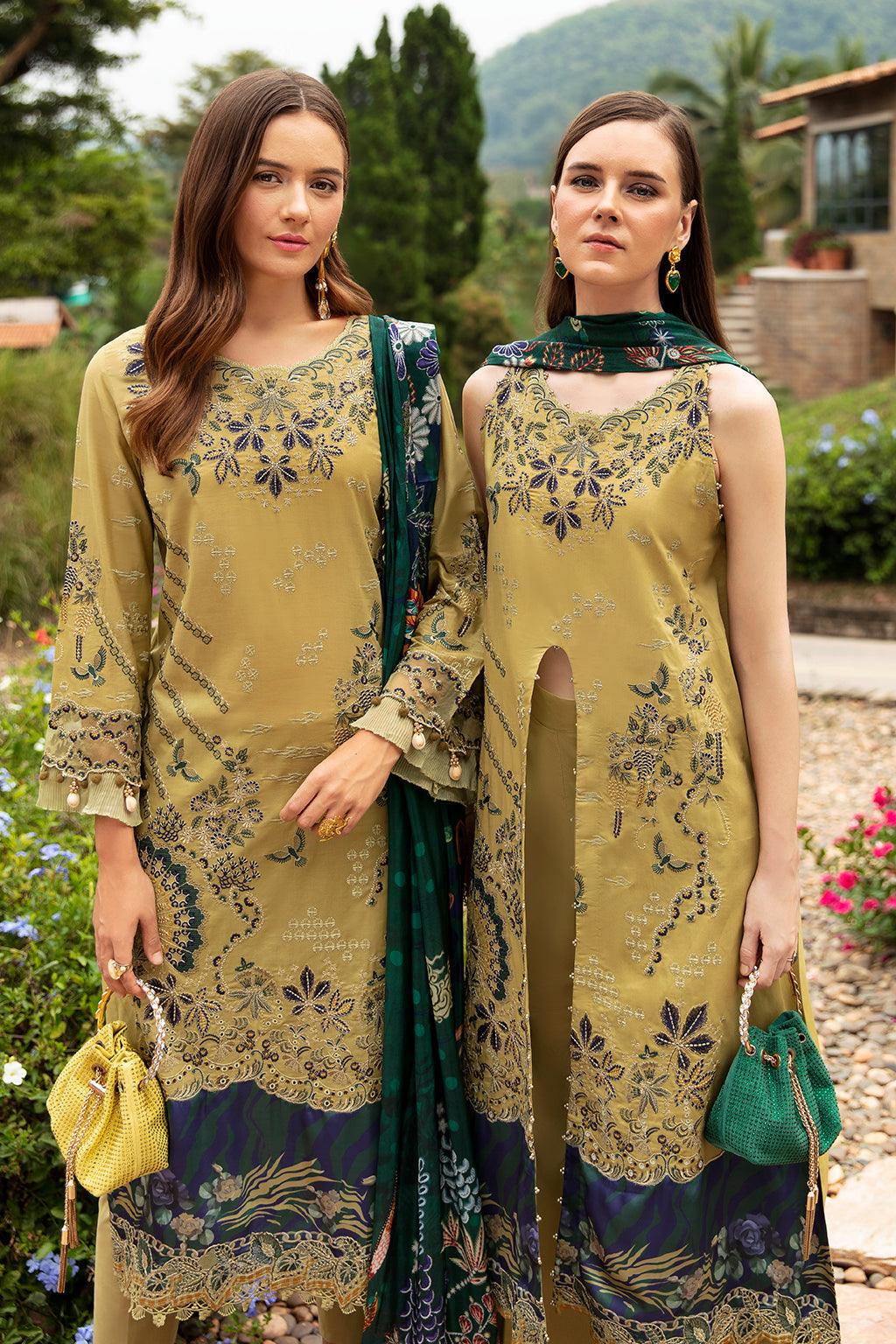 Ramsha - Andaaz Luxury Lawn Collection 2024 Vol-08 - OLIVE GREEN (Z-804) - Pashtun Collections