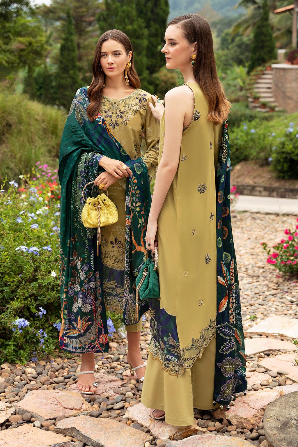 Ramsha - Andaaz Luxury Lawn Collection 2024 Vol-08 - OLIVE GREEN (Z-804) - Pashtun Collections