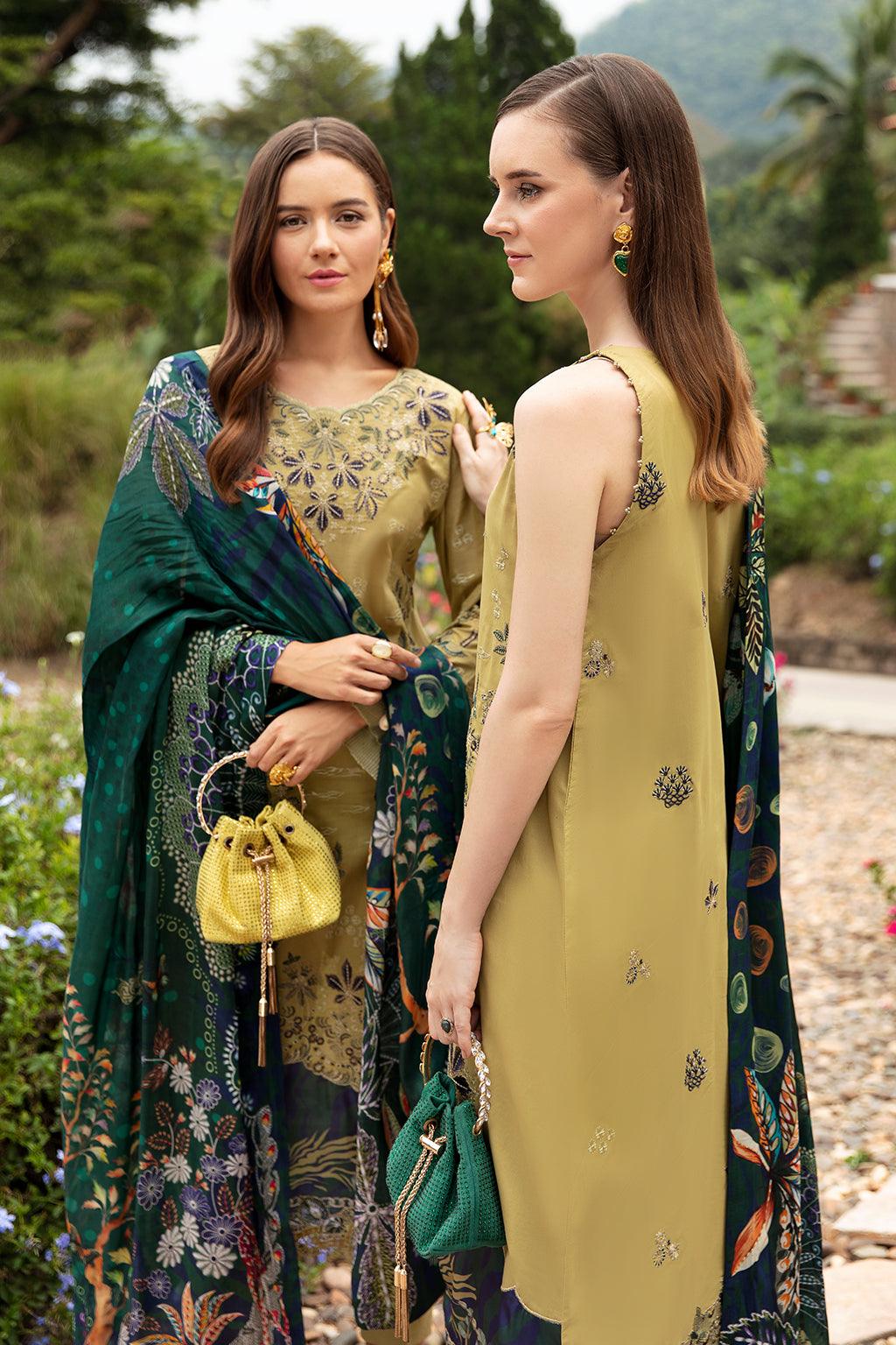 Ramsha - Andaaz Luxury Lawn Collection 2024 Vol-08 - OLIVE GREEN (Z-804) - Pashtun Collections