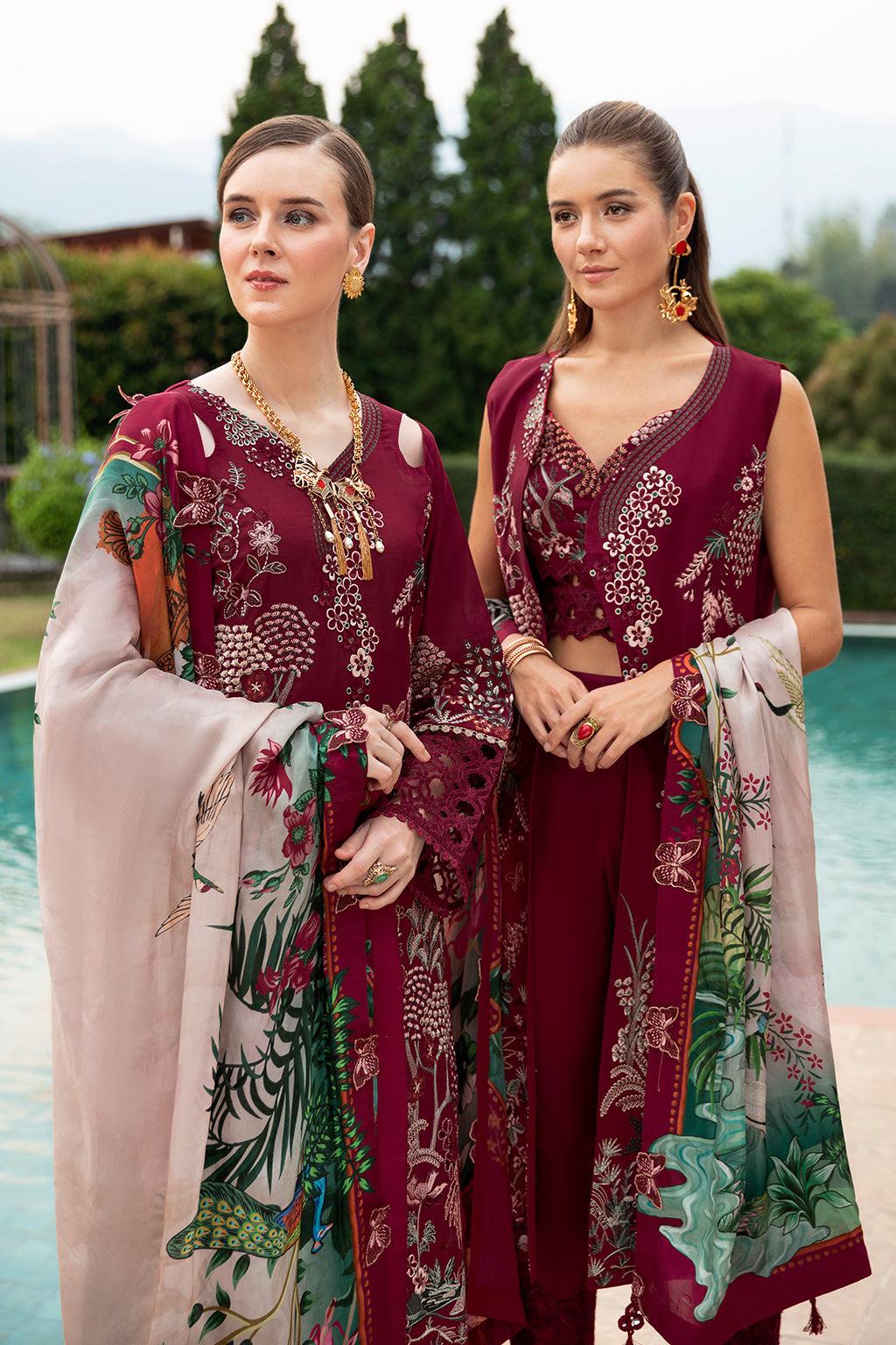 Ramsha - Andaaz Luxury Lawn Collection 2024 Vol-08 - Crimson glow (Z-802) - Pashtun Collections