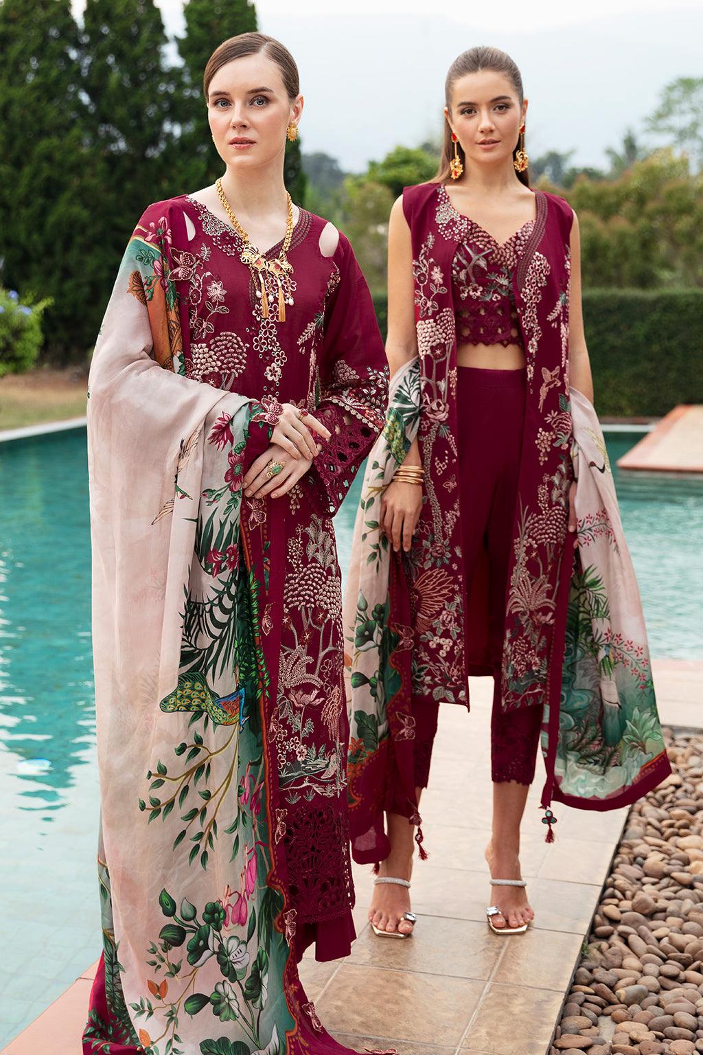 Ramsha - Andaaz Luxury Lawn Collection 2024 Vol-08 - Crimson glow (Z-802) - Pashtun Collections