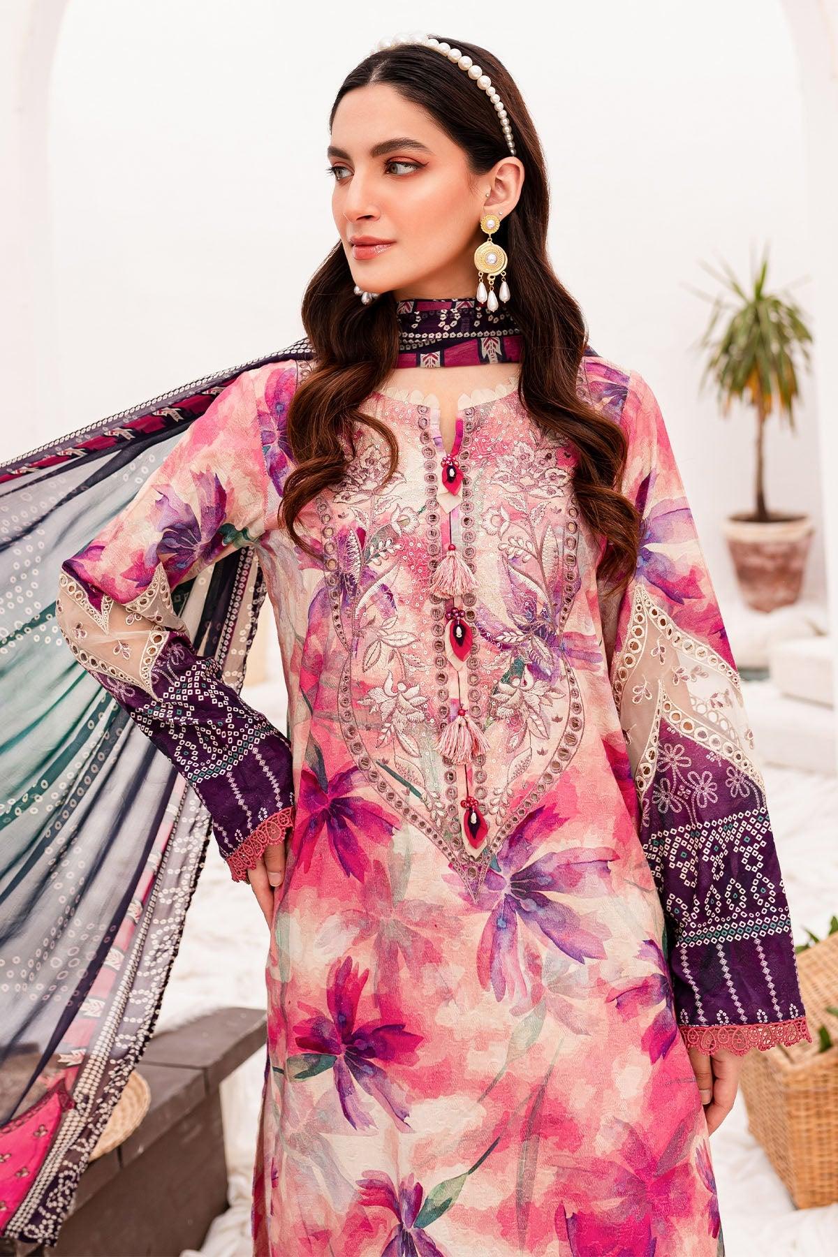 Nureh Gardenia Unstitched Embroidered Lawn (NSG-146) - Pashtun Collections