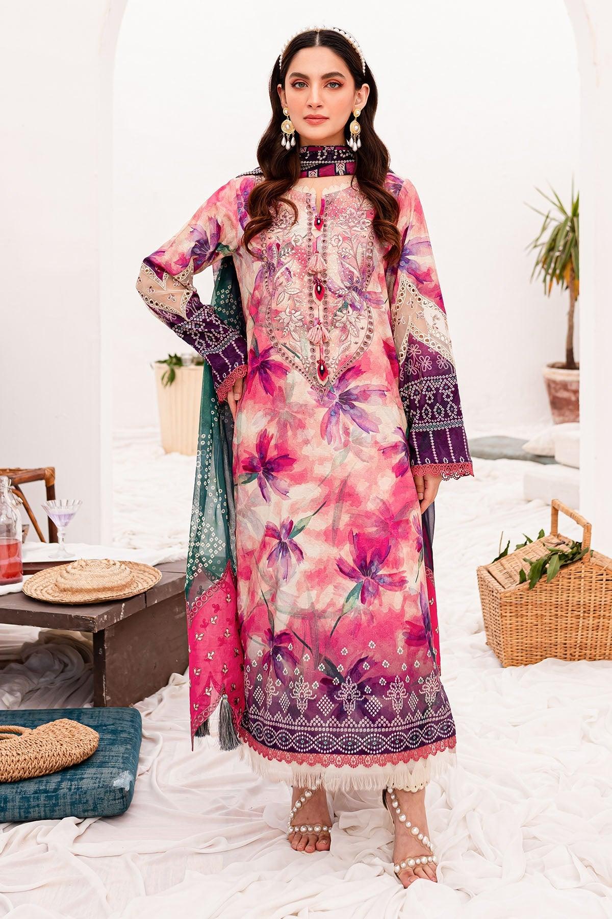 Nureh Gardenia Unstitched Embroidered Lawn (NSG-146) - Pashtun Collections