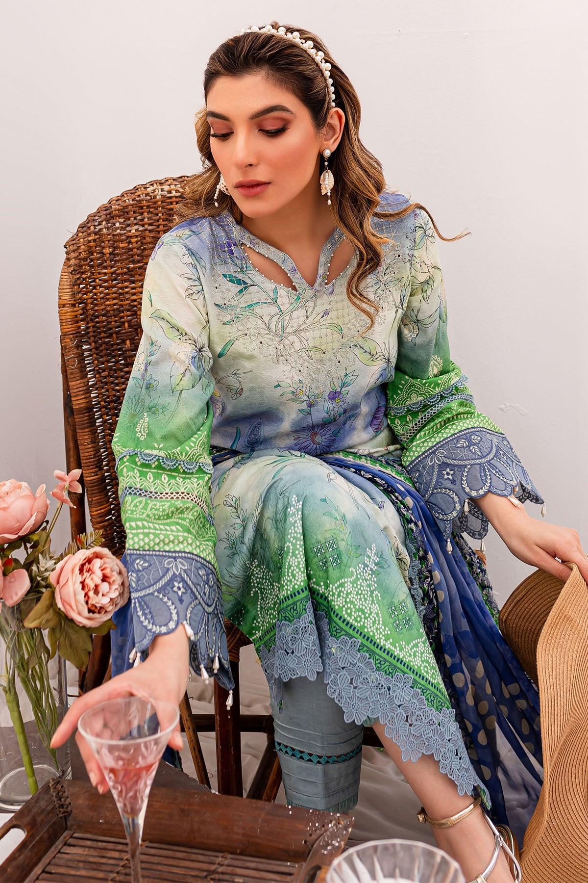 Nureh Gardenia Unstitched Embroidered Lawn (NSG-147) - Pashtun Collections