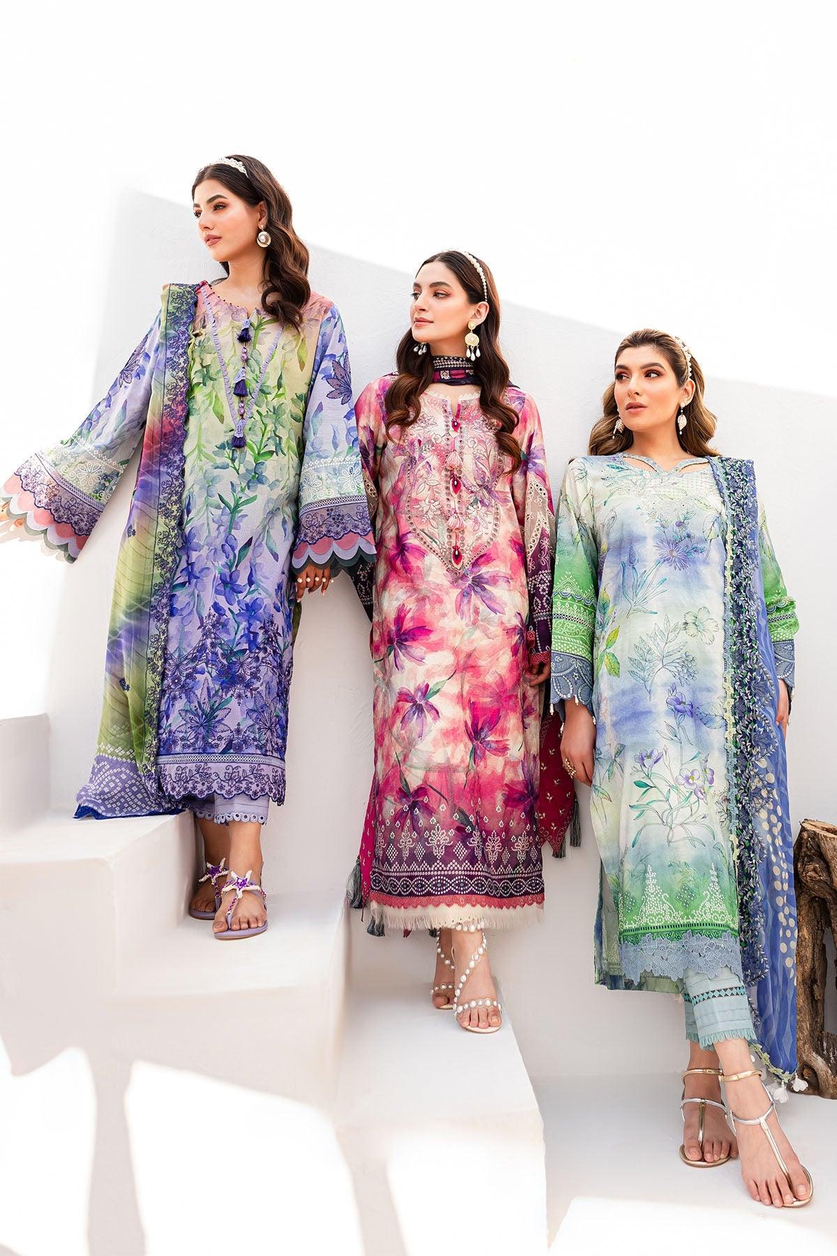 Nureh Gardenia Unstitched Embroidered Lawn (NSG-148) - Pashtun Collections