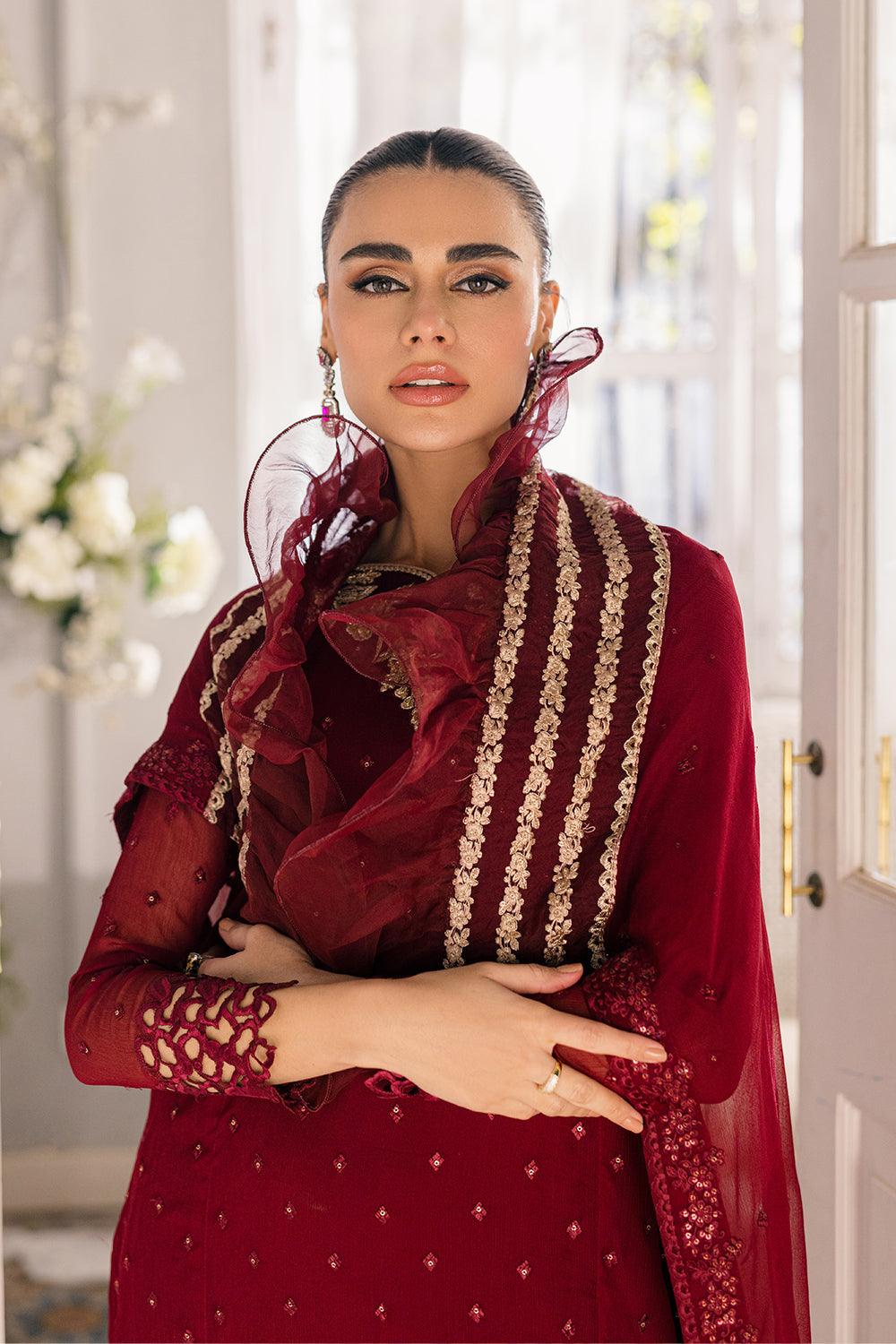 Azure Ensembled Festive's Luxe Collection - Garnet Glam - Pashtun Collections