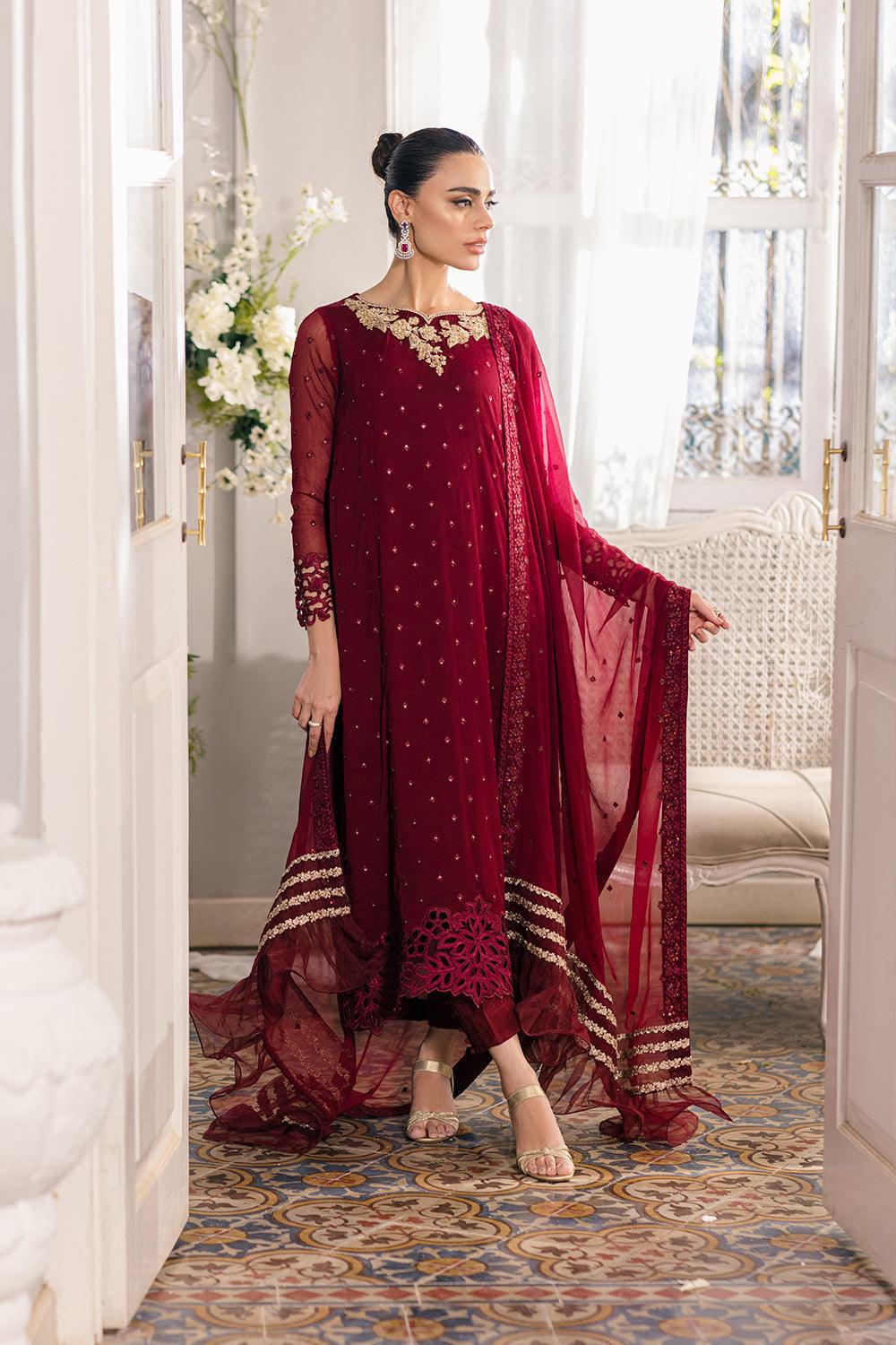 Azure Ensembled Festive's Luxe Collection - Garnet Glam - Pashtun Collections