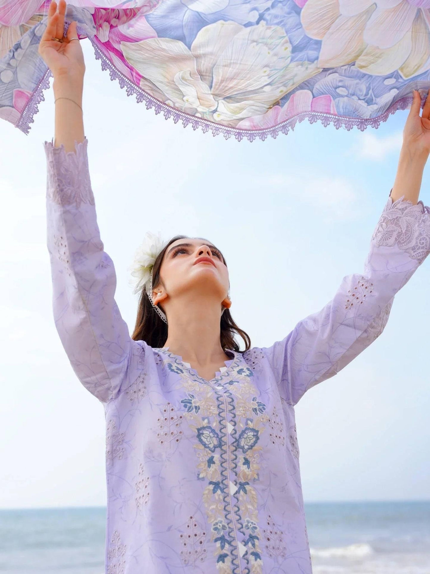 AMAL (AF-13) - SAAGAR Luxury Festive Lawn '24 by AABYAAN - Pashtun Collections