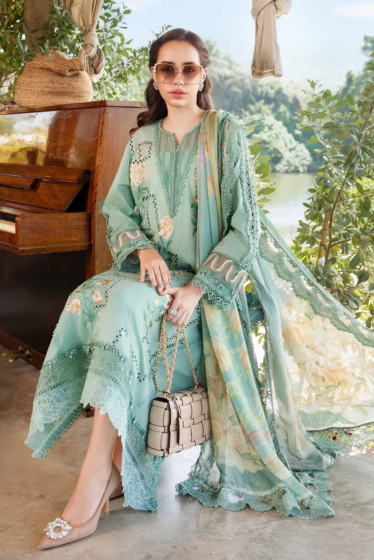 Maria.B MPrints Embroidered Lawn Unstitched 3Pc Suit - SS Collection -MPT-2501-B