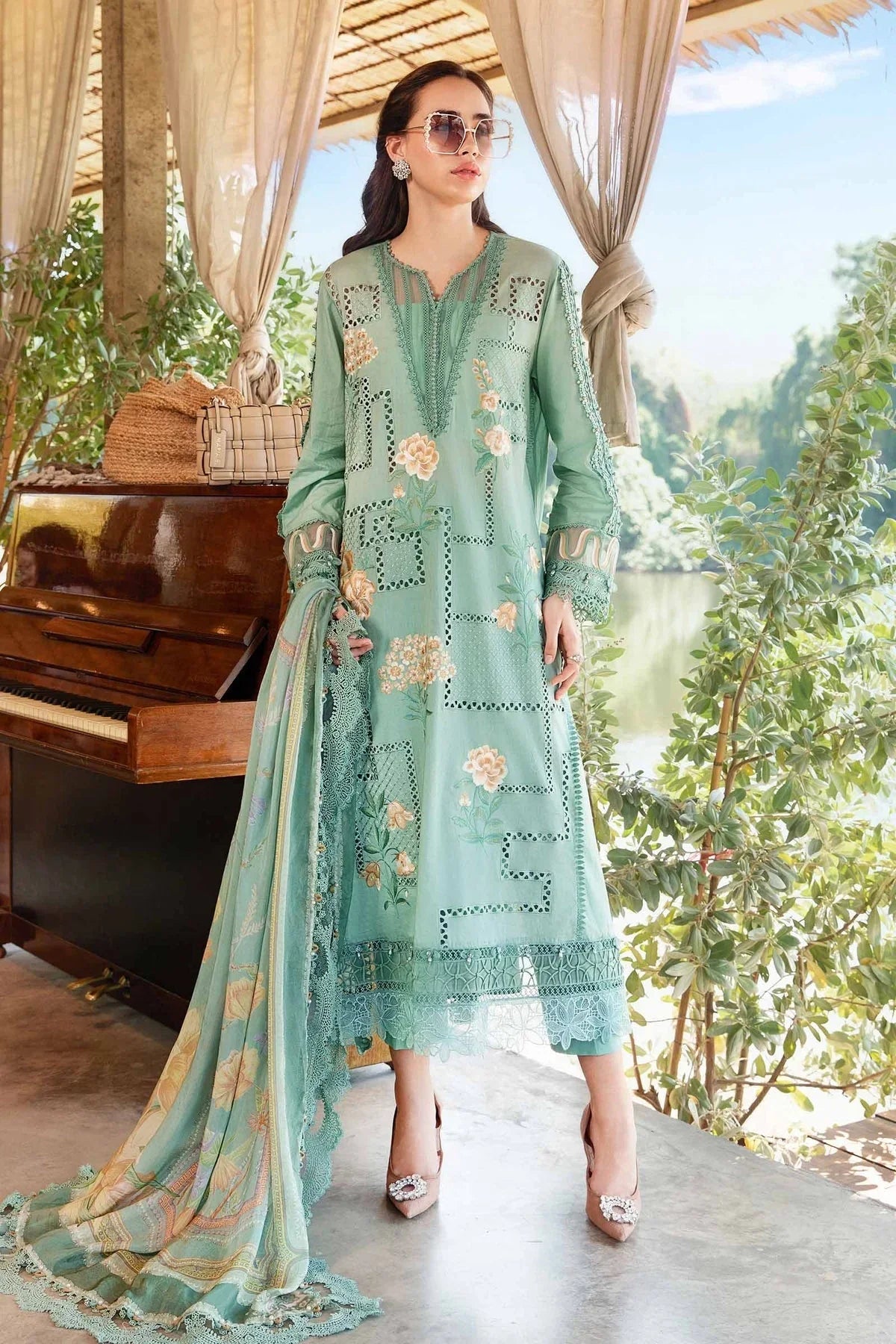 Maria.B MPrints Embroidered Lawn Unstitched 3Pc Suit - SS Collection -MPT-2501-B