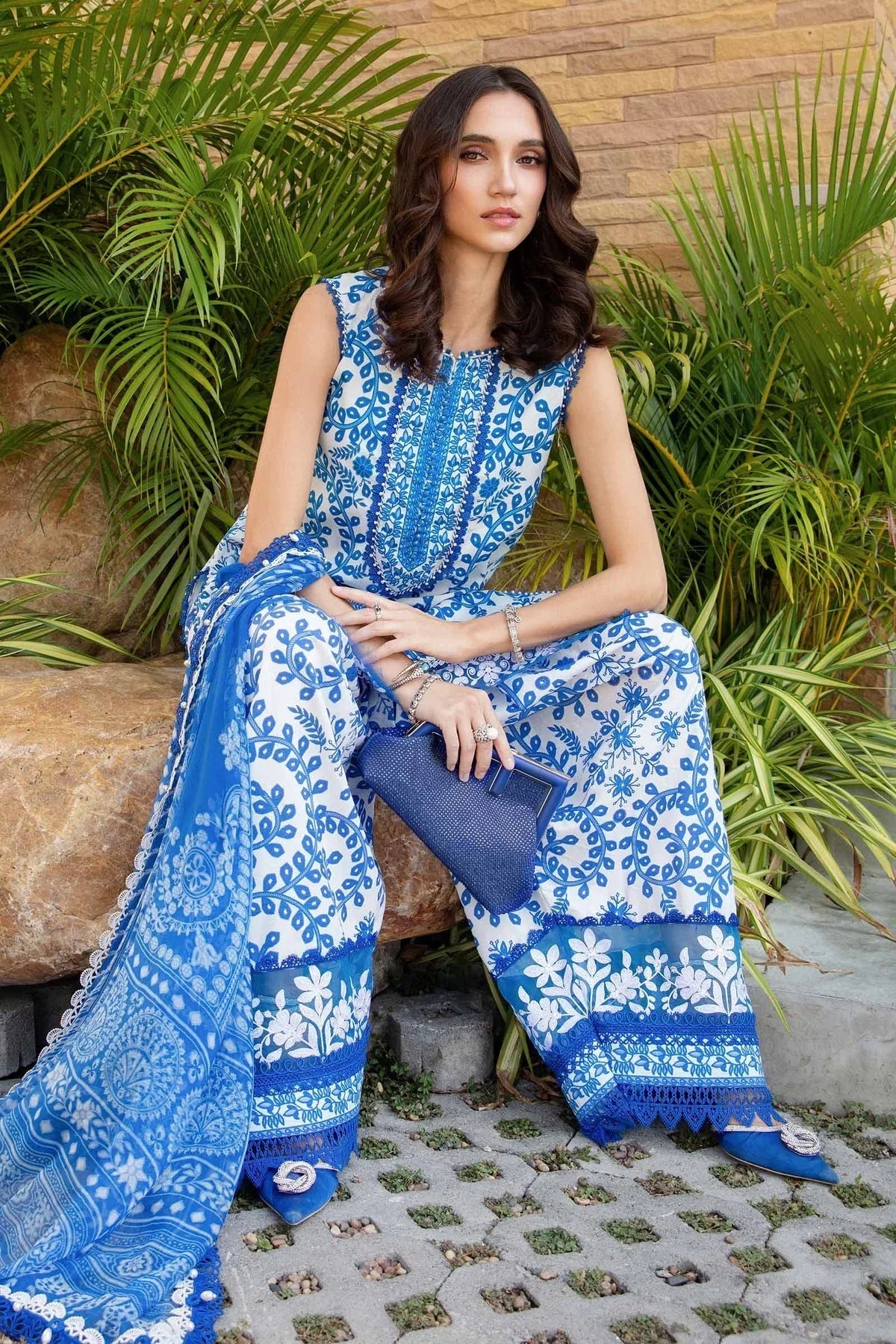 Maria.B MPrints Embroidered Lawn Unstitched 3Pc Suit - SS Collection -MPT-2504-B